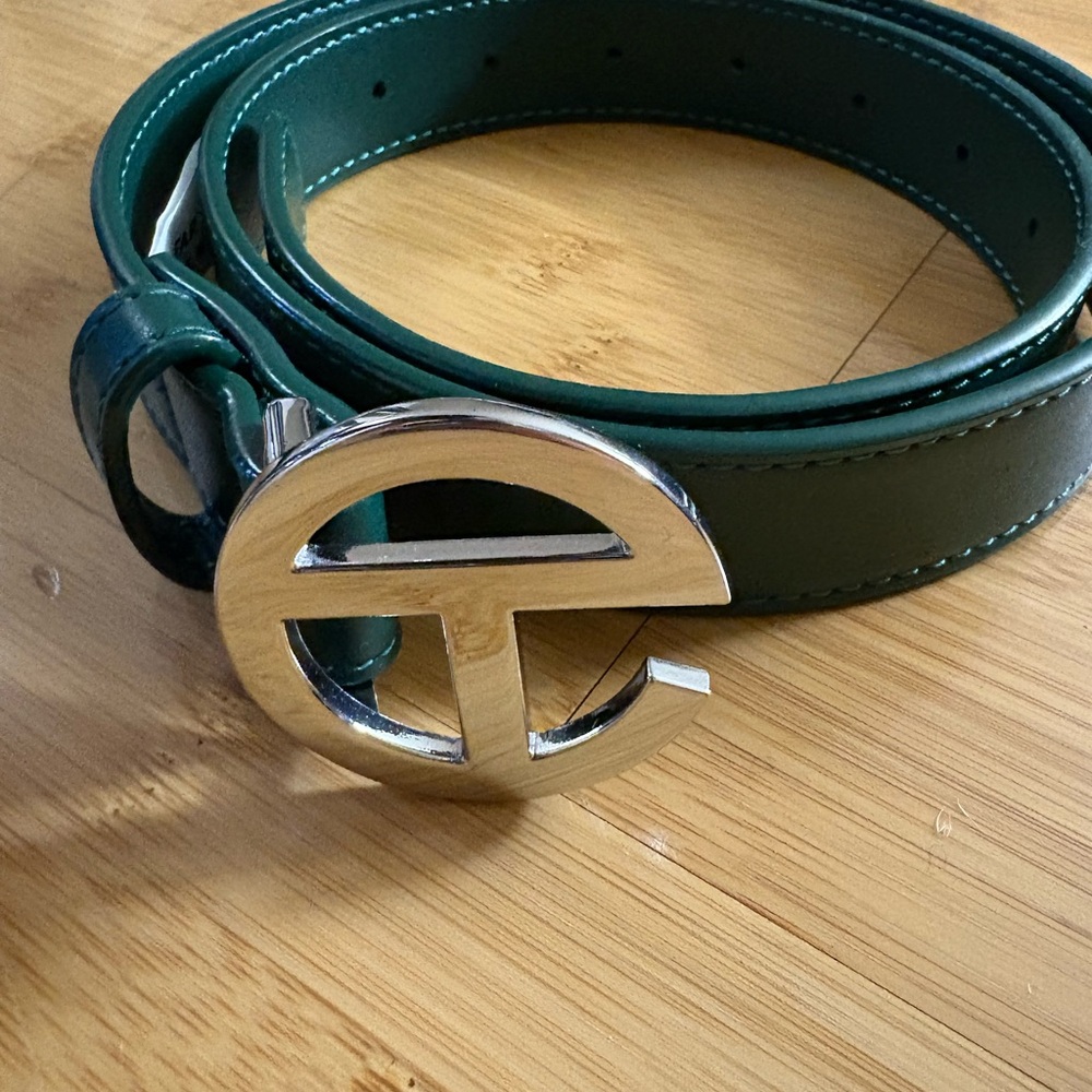 Telfar Forest Green Belt with Silver Logo Buckle - Picture 2 of 8